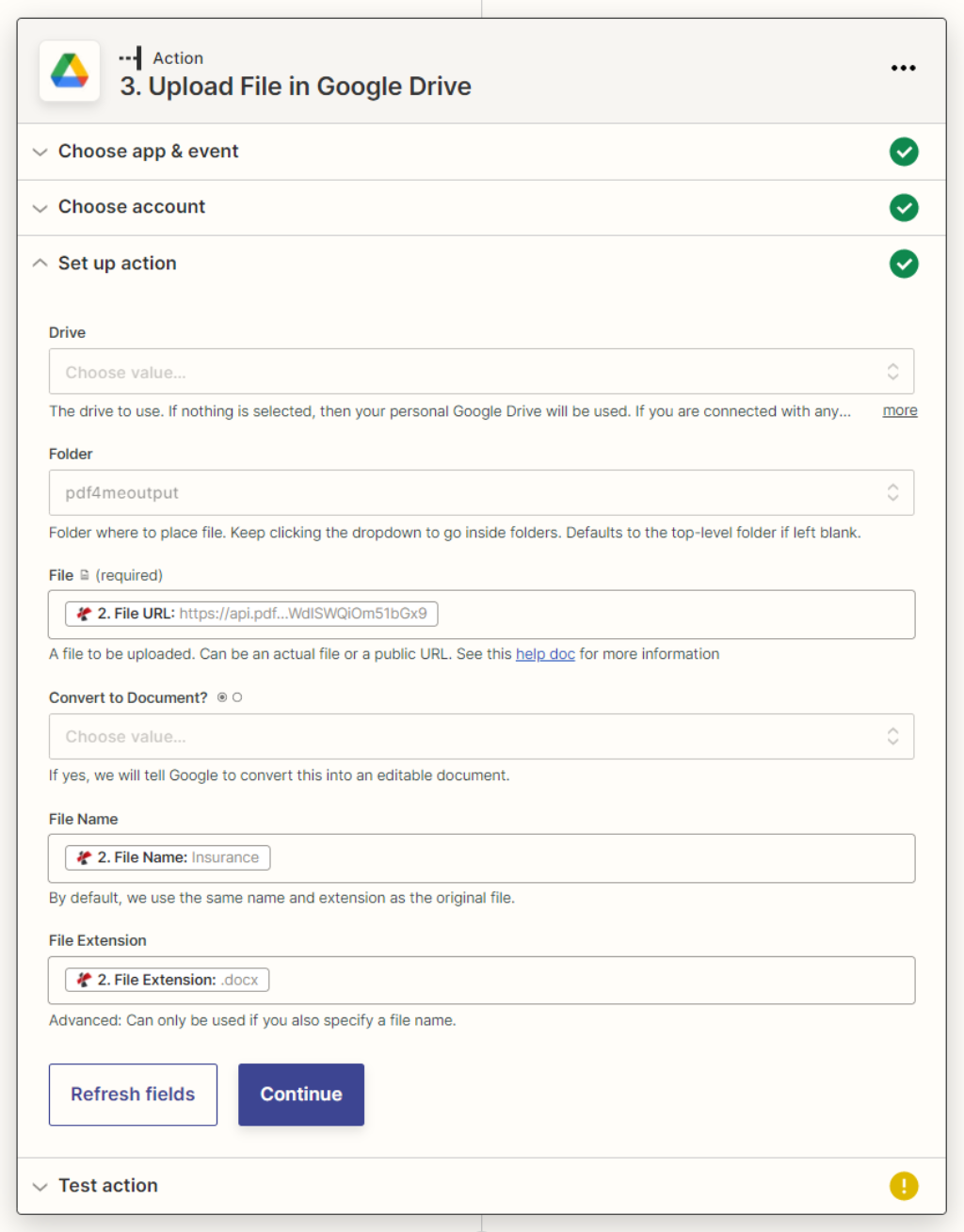 Output file upload to Google Drive