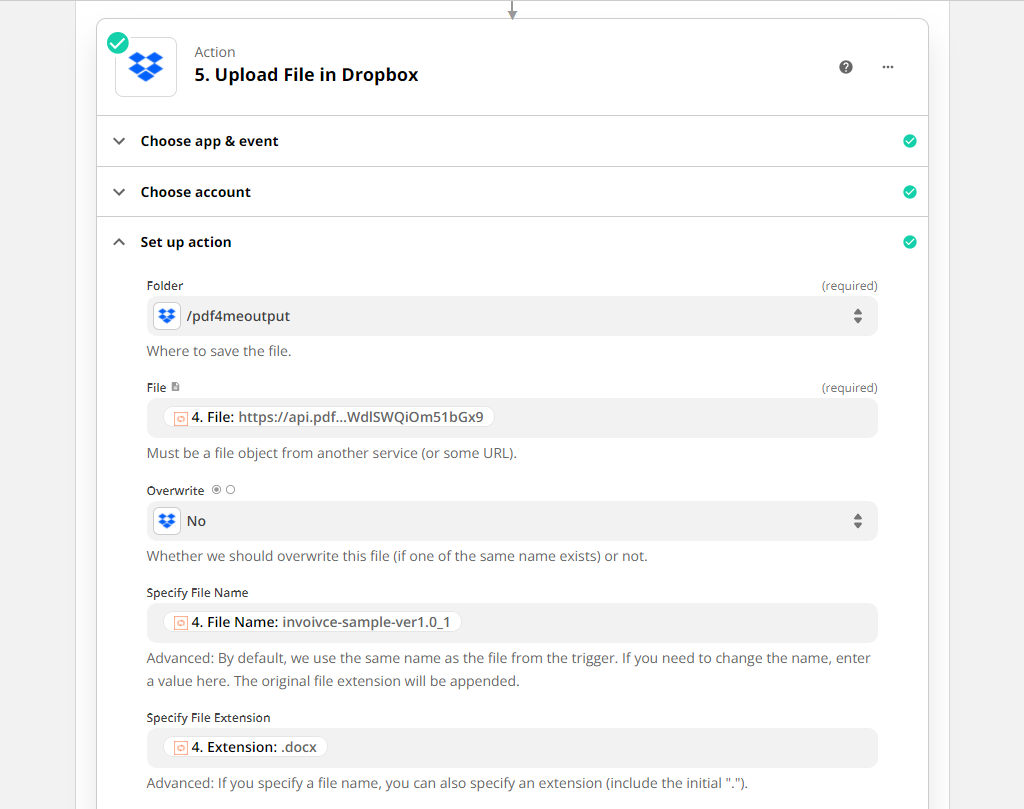 Dinamik adres mektup birleştirme belgelerini Dropbox klasörüne yükleyin