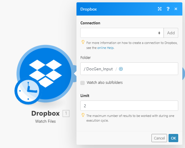 Dosya tetikleyicisi için Dropbox İzle