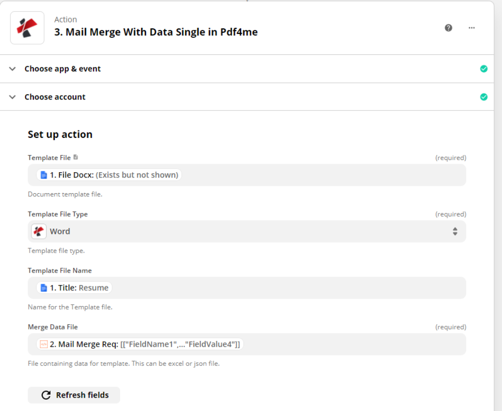 Birleştirme alanları için Zapier tarafından kodlama