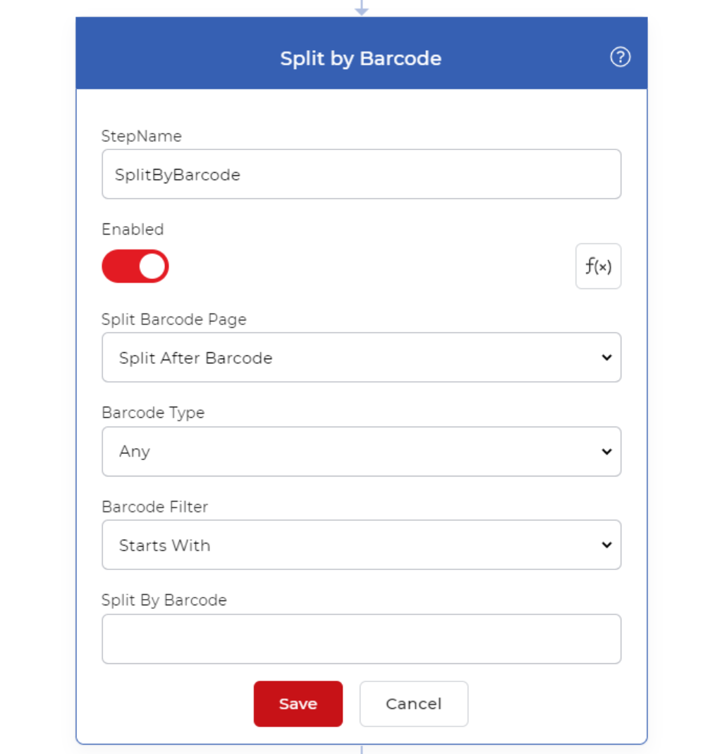 PDF4me İş Akışlarında barkod işlemine göre bölme