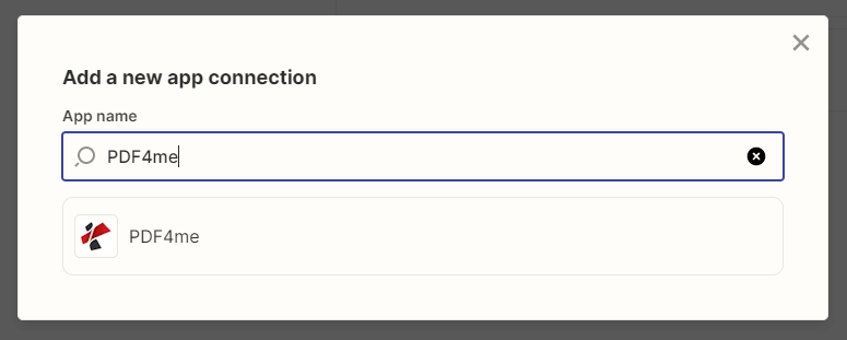 Aggiungi finestra di connessione Zapier