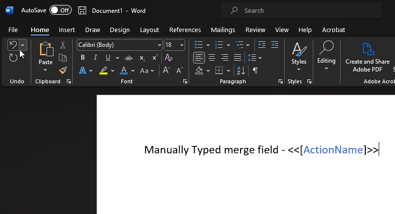 Manually add Merge Fields