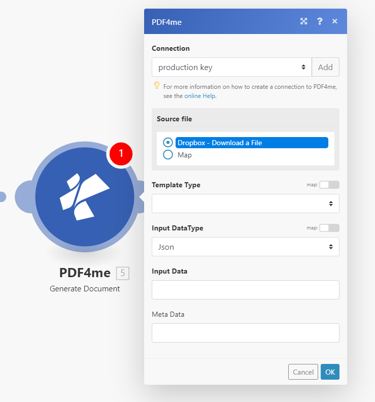Dokument mit Pdf4me generieren