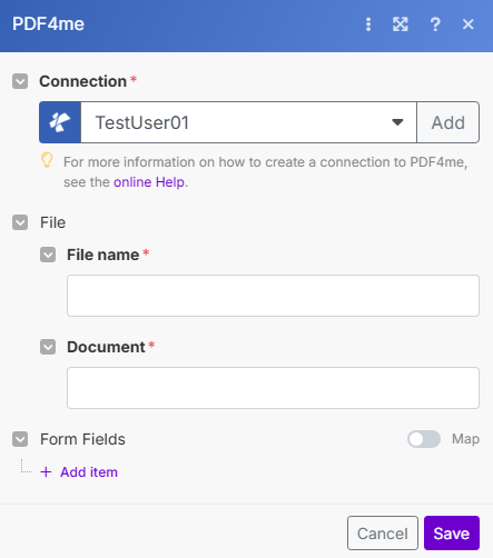 Add Form Field To PDF module in Make