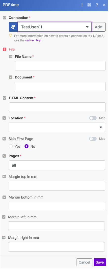 HTML-Kopf- und Fußzeile-Modul in Make hinzufügen