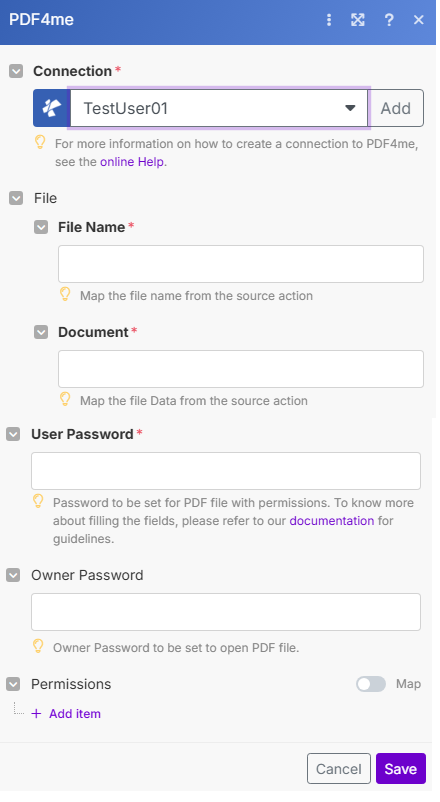 Add Password To PDF Modul in Make