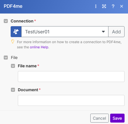 Word in PDF-Formular-Modul in Make konvertieren