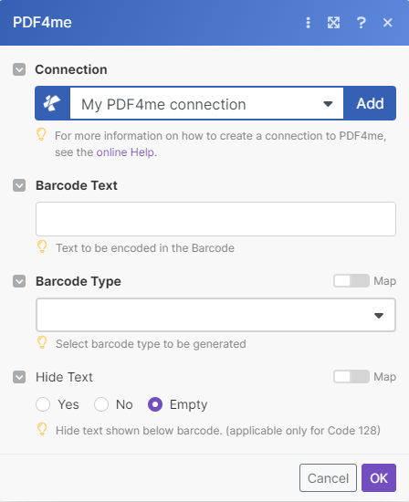 Barcode-Modul in PDF