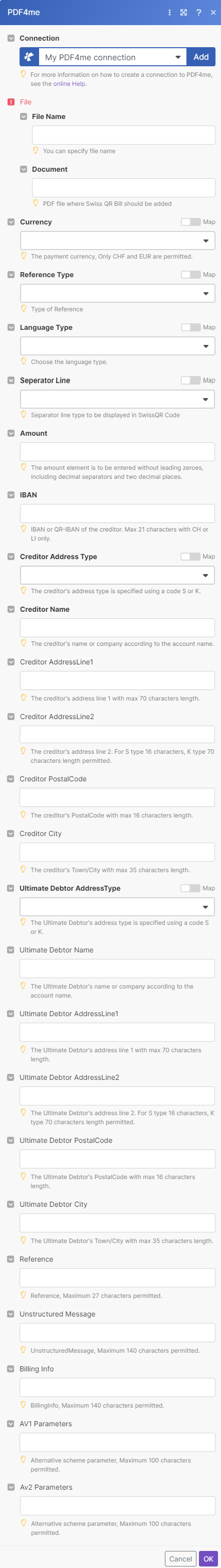 Swiss QR-Modul in Make erstellen