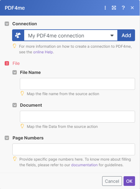 Seiten aus PDF-Modul in Make löschen