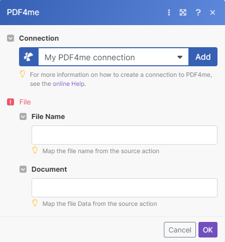 PDF-Informationen-Modul in Make