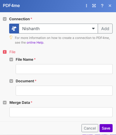 Serienbrief-Einzeldatenmodul in Make