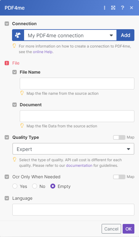 Modulo OCR PDF in Make