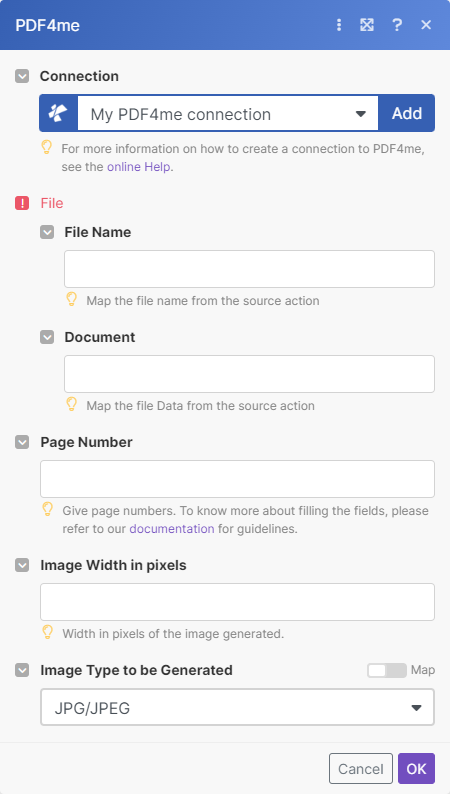 Bilder aus PDF-Modul in Make erstellen