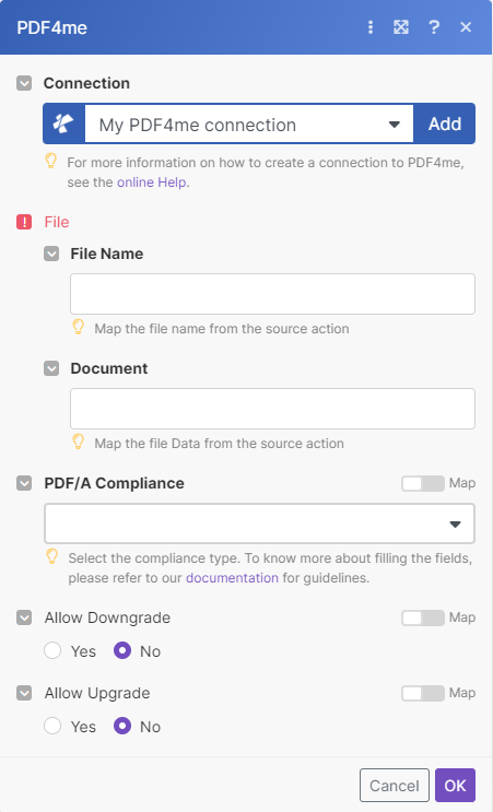 PDF/A-Modul in Make erstellen