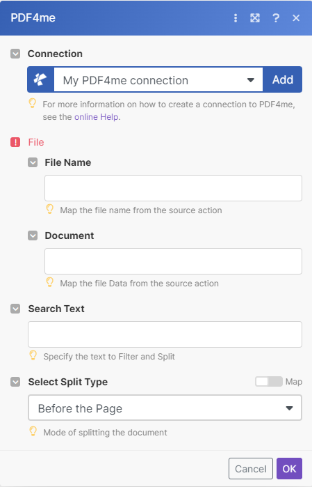 PDF nach Text-Modul in Make