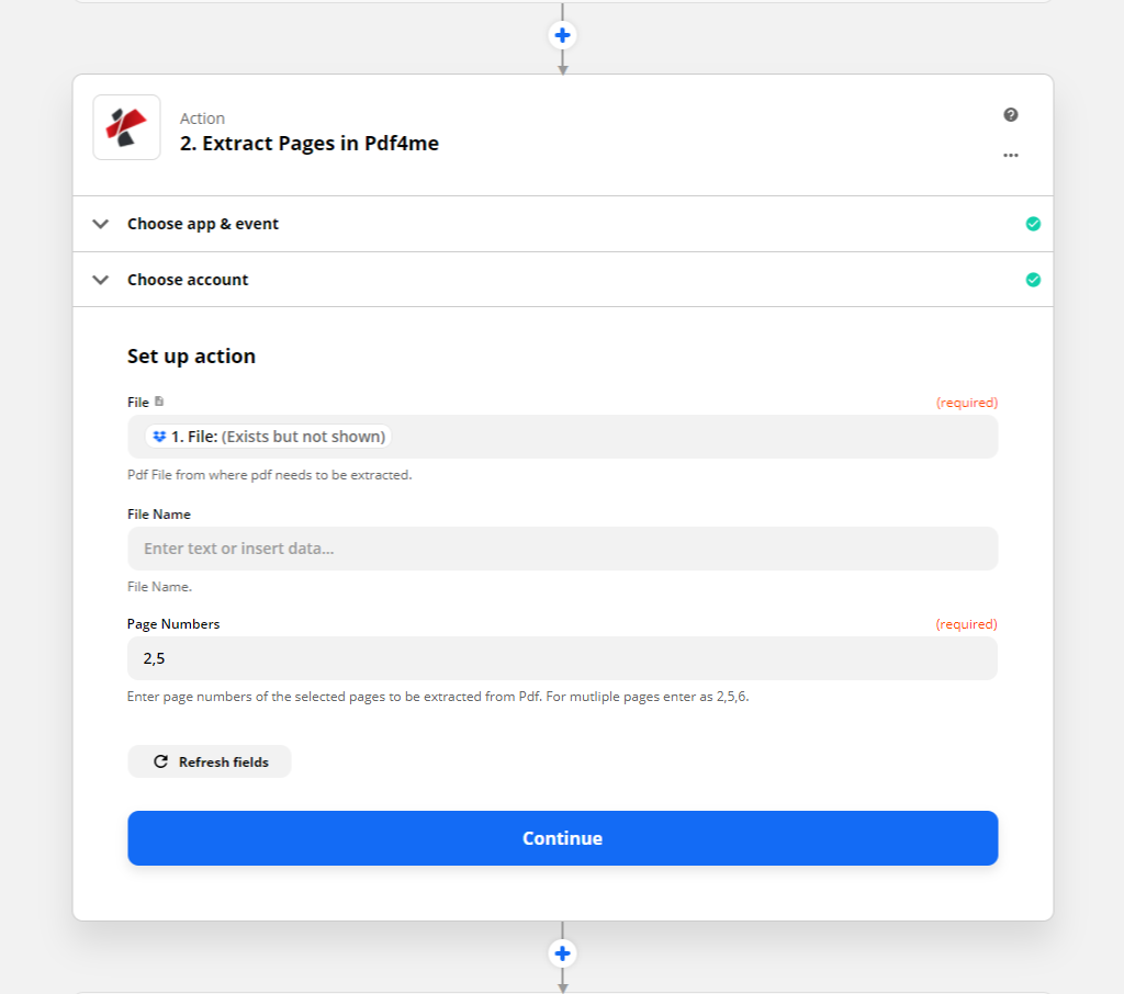 Extrair páginas do PDF no Zapier