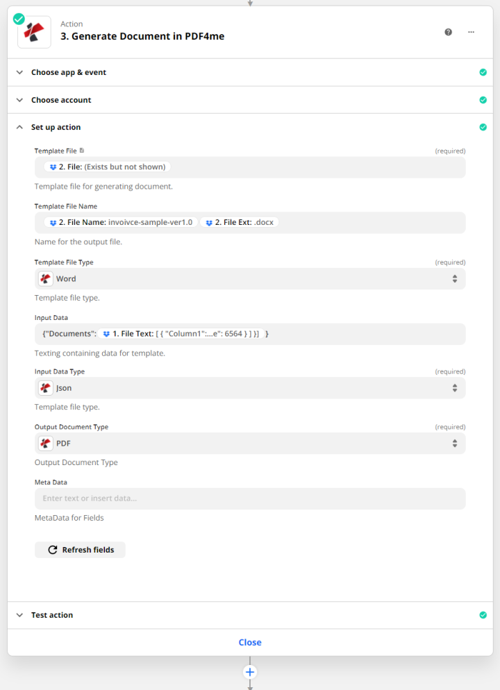 Generate Document Action