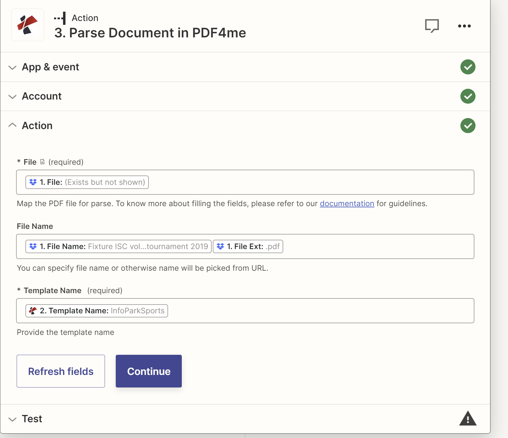 Ação Parse Document no Zapier