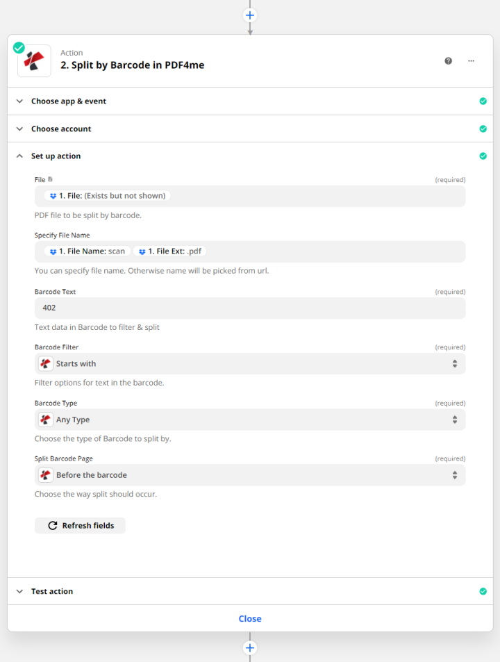 Dividir por código de barras no Zapier