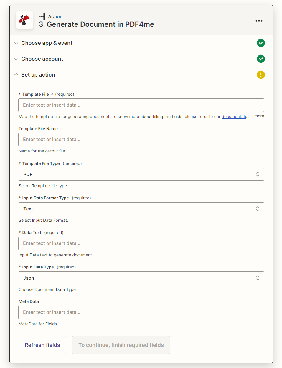 Gerar documentos individuais no Zapier